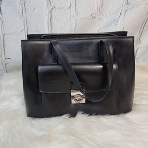 Made in Italy Italian leather Carpisa Vera Pelle Black Leather Tote Shoulder Bag
